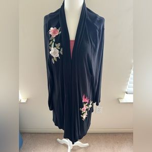 Beautiful Floral Embroidered INC Waterfall Cardigan Sweater